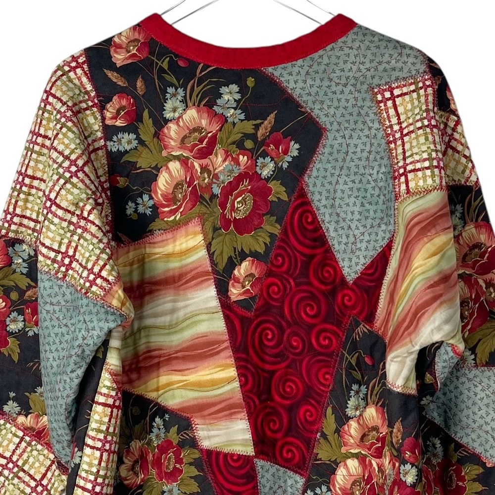 Jerzees Floral Quilt Jacket Large Patchwork Quilt… - image 6